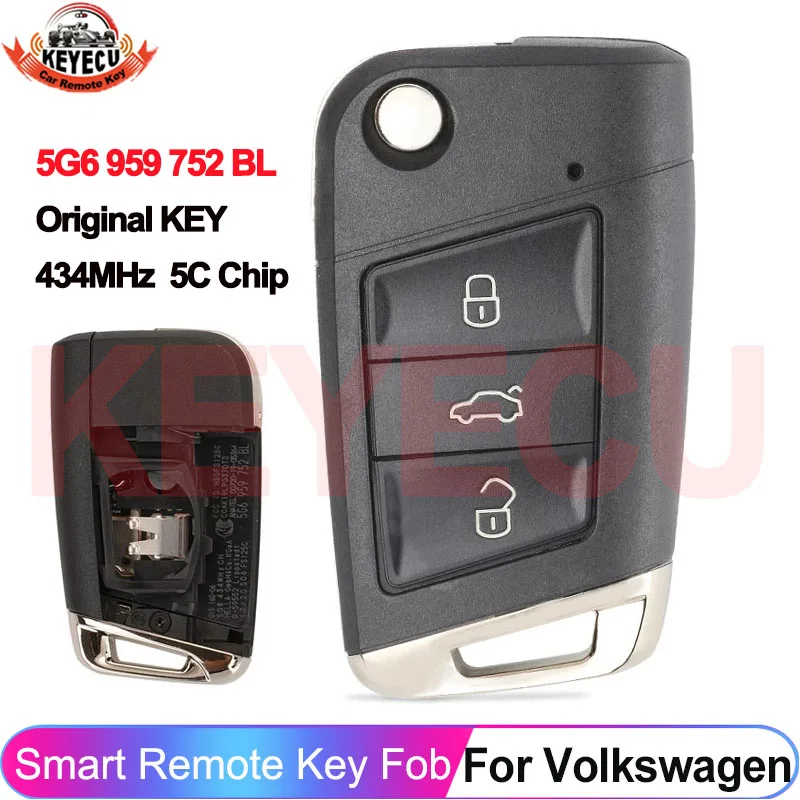 

Оригинальный OEM 5G6 959 752 BL Keyless Go для VW Volkswagen TAYRON T-ROC Tiguan 434 МГц 5C чип оригинальный умный дистанционный ключ 5G6959752BL