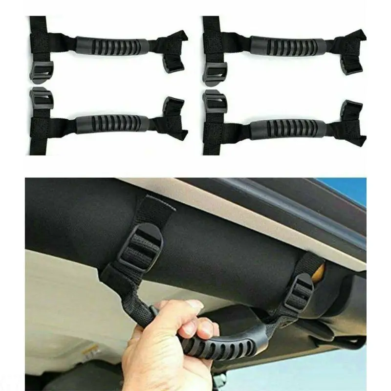 G7NA Car Roof Front/Back Roll Bar Grab Inner Handles Grip Wheel Trolley Door Pull Rope for JK JKU TJ 2011-2016 4x