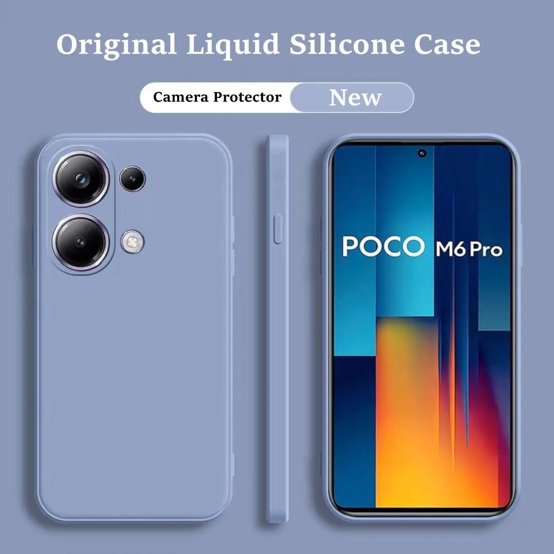 Luxury Case Poco M6 Pro Cover Case For Xiaomi Poco M6 Pro Fundas Coque Original Liquid Silicone Soft Back Case Poco M6 Pro 4G