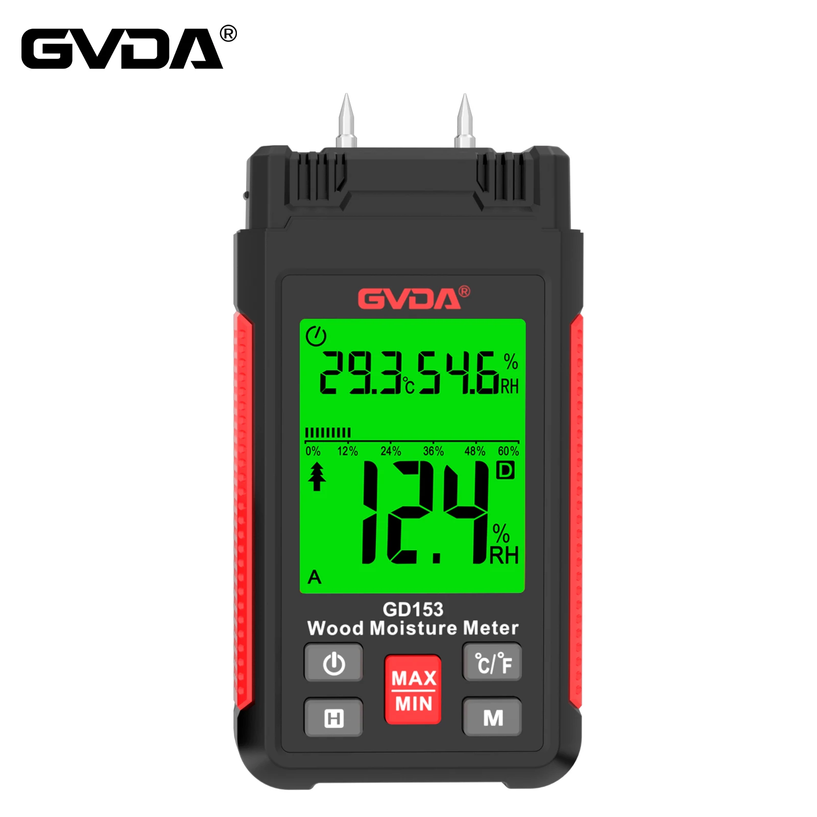 GVDA Digital Wood Moisture Meter Wood Humidity Tester Hygrometer Timber Damp Detector Larger LCD Cement Brick Moisture Meter