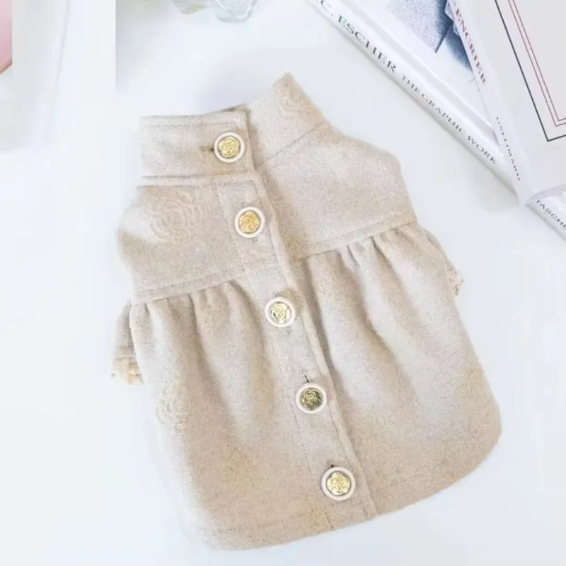 High-end Fall Winter Pet Clothes Luxury Embossed Cloth Coat Skirt Elegant Pet Dog Cat Clothing on Sale