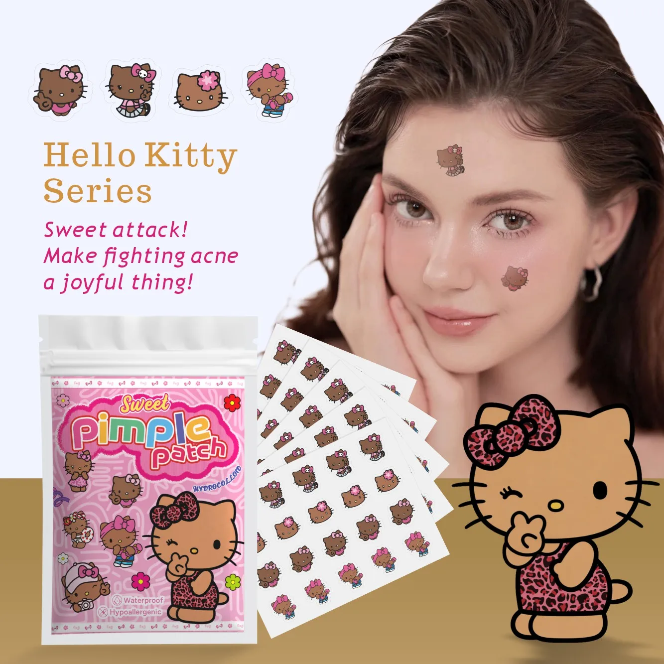 100PCS hello kitty Acne patches, facial acne patches, hydrogel acne removal patches, concealer view 5