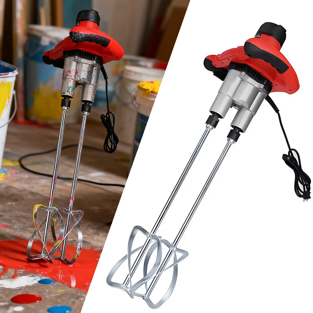 

Электрический миксер с двойной головкой для раствора, шпаклевки, лаймового порошка, штукатурки, краски, покрытия, эпоксидной смолы, краски для пола, двухполюсный миксер