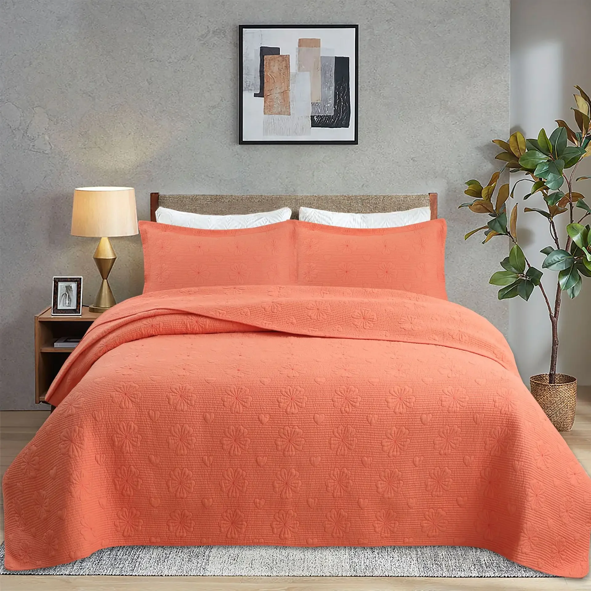 الفاخرة المنسوجات المنزلية خياطة المفرش 100% القطن التطريز 3 قطع لحاف غطاء الخريف الشتاء طقم سرير