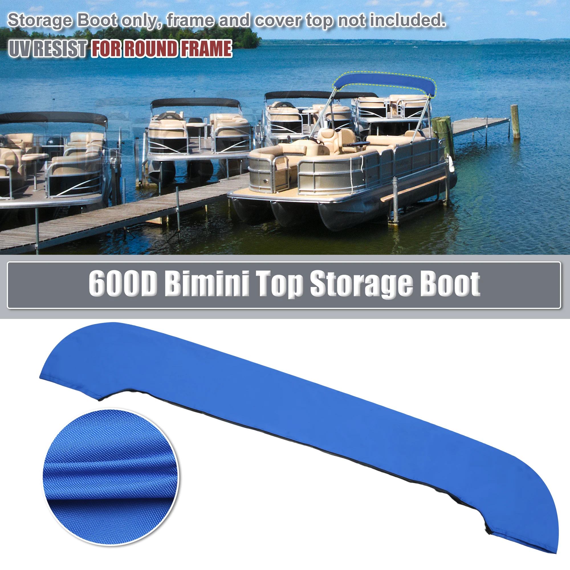 

UXCELL Boat Bimini Top Storage Boot Pacific Blue 97–103 дюйма W Морской полиэстер