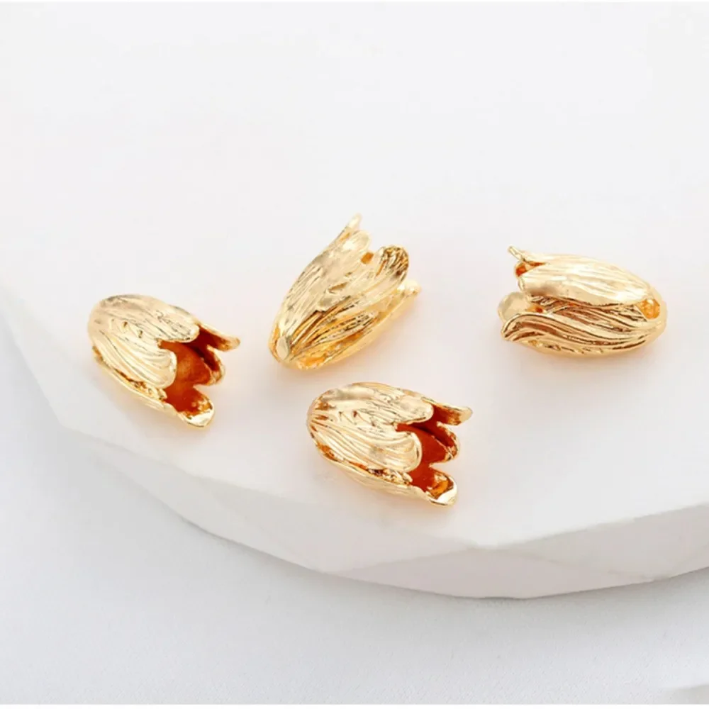 14K Gold-wrapped Color-preserving Tulip Porous Bud Stamen DIY Handmade Hairpin Walking Accessories Pendant Accessories