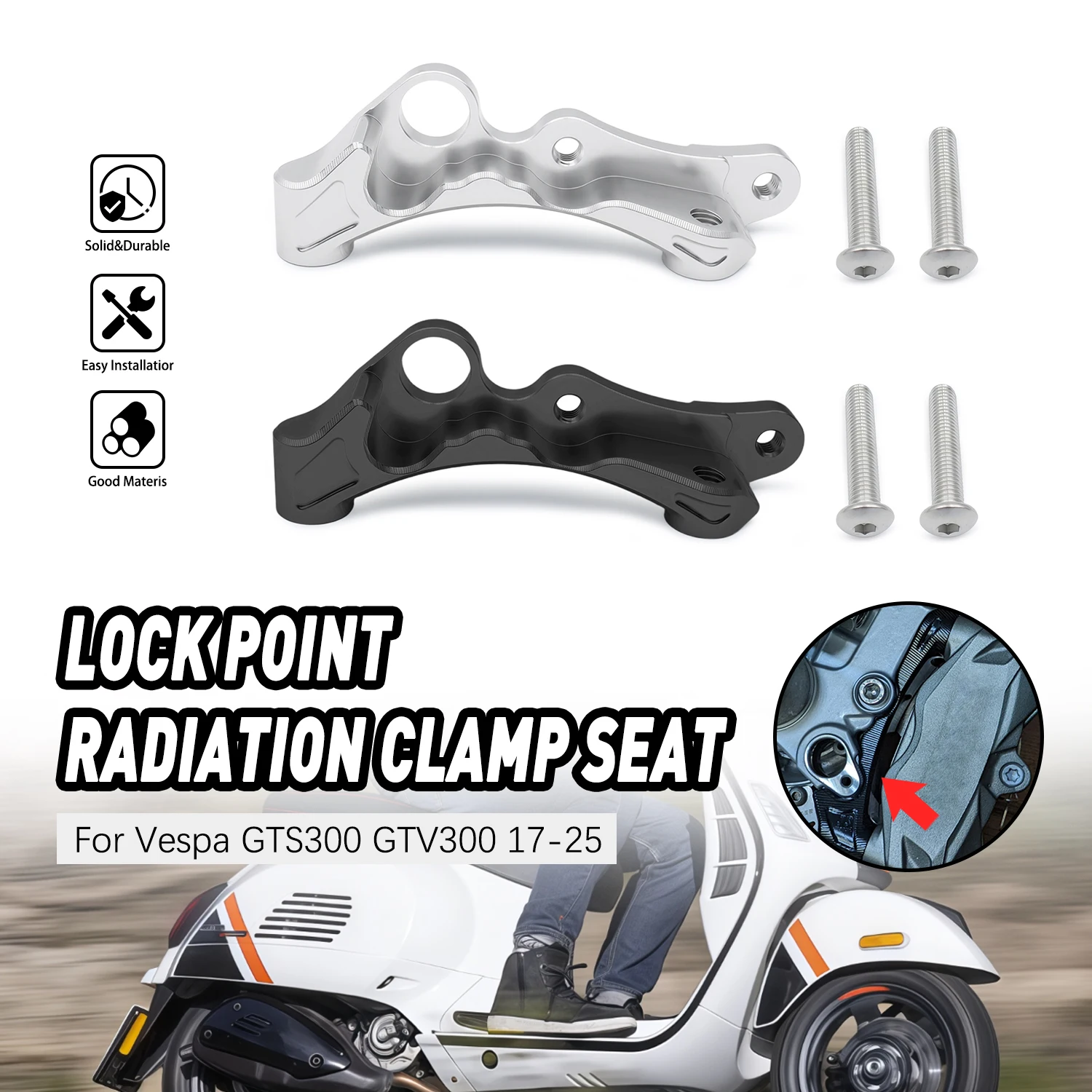 

Motorcycle Parts Disc Brake Frame Adapter Caliper seat Parts 100MM For Vespa GTS300 GTV300 2017-2021 2022 2023 2024 2025