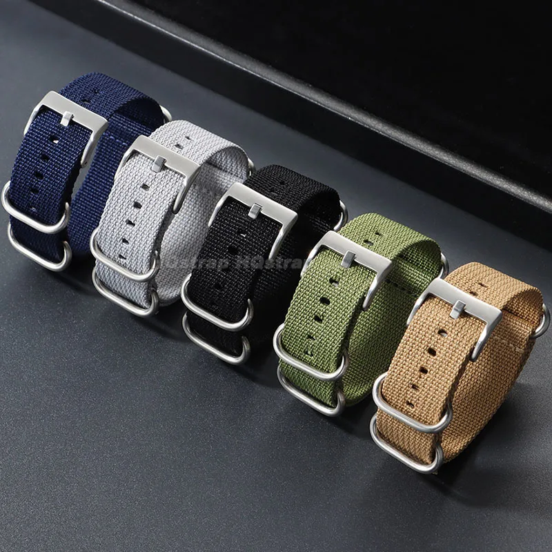 مضلع النايلون حزام (استيك) ساعة 20 مللي متر 22 مللي متر ل Seiko ل أوميغا سوار رشاقته قماش حزام المنسوجة الرياضة معصمه الفضة الأسود مشبك