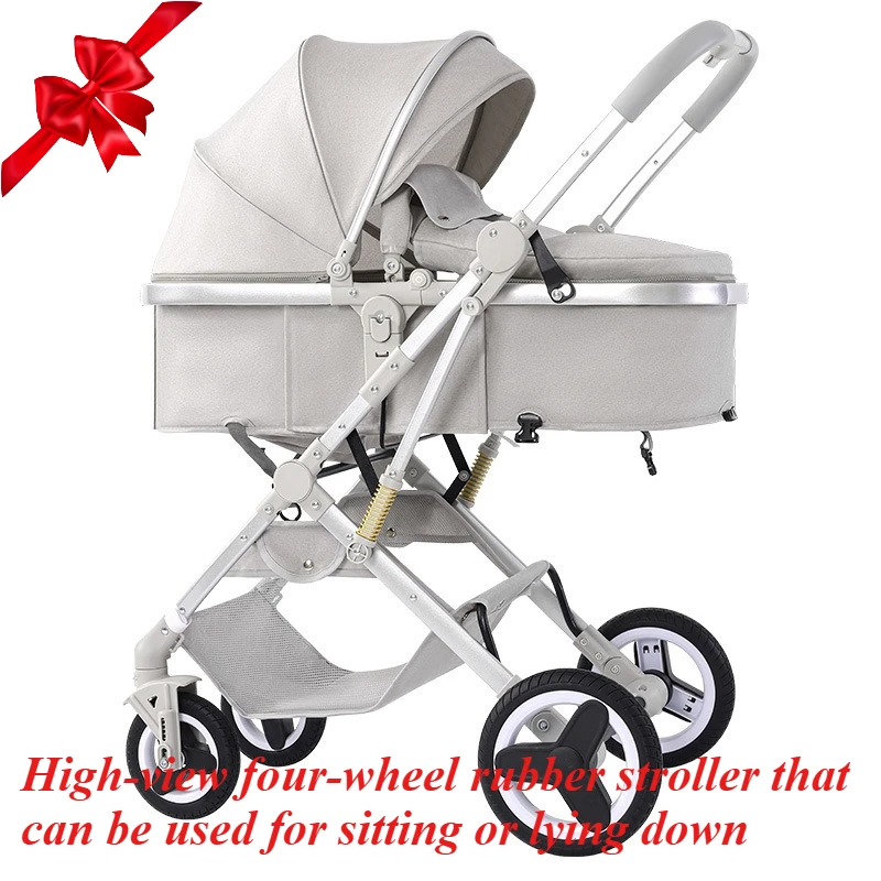 

Коляска может сидеть и лежать складная двусторонняя пейзажная четырехколесная резина