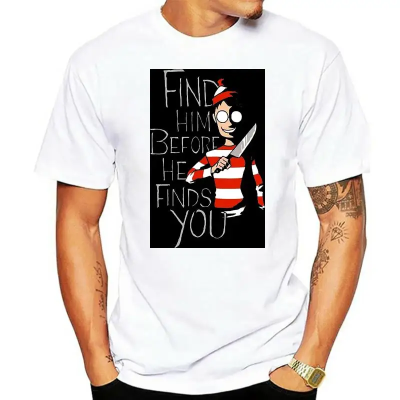 Men t shirt Where's Wally (Waldo) Find Him Before He Finds You Fashion Tshirt Top t-shirt novelty tshirt women