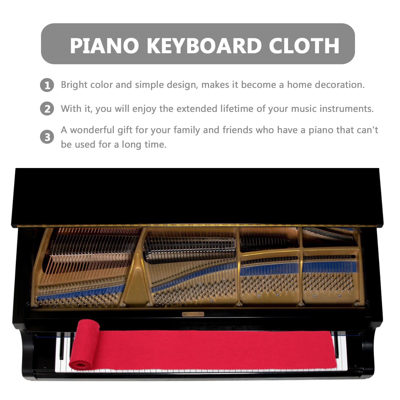 

Piano Keyboard Anti-scratch Cloth Dust Red Protector for Electronic Care Product