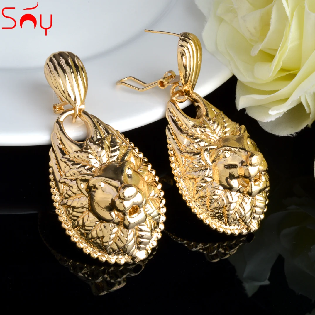 Sunny Jewelry Hanging Earrings for Women Leopard Pendant Gold Plated Leaf Drop&Dangle Panther Accessories Party Jewellery Gift