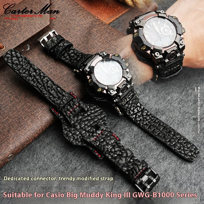 

Leather notch watch strap for Casio 5713 Big Mud King 3rd generation GWG-B1000 modified leather watch strap for men's wristband