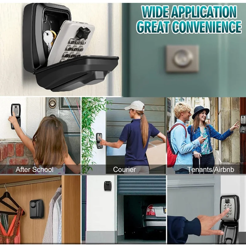 ●Key Box Wall Mounted Large Key Box Secure Waterproof Outdoor Key Box with 12 Code Rustproof Weatherproof Heavy Duty Key