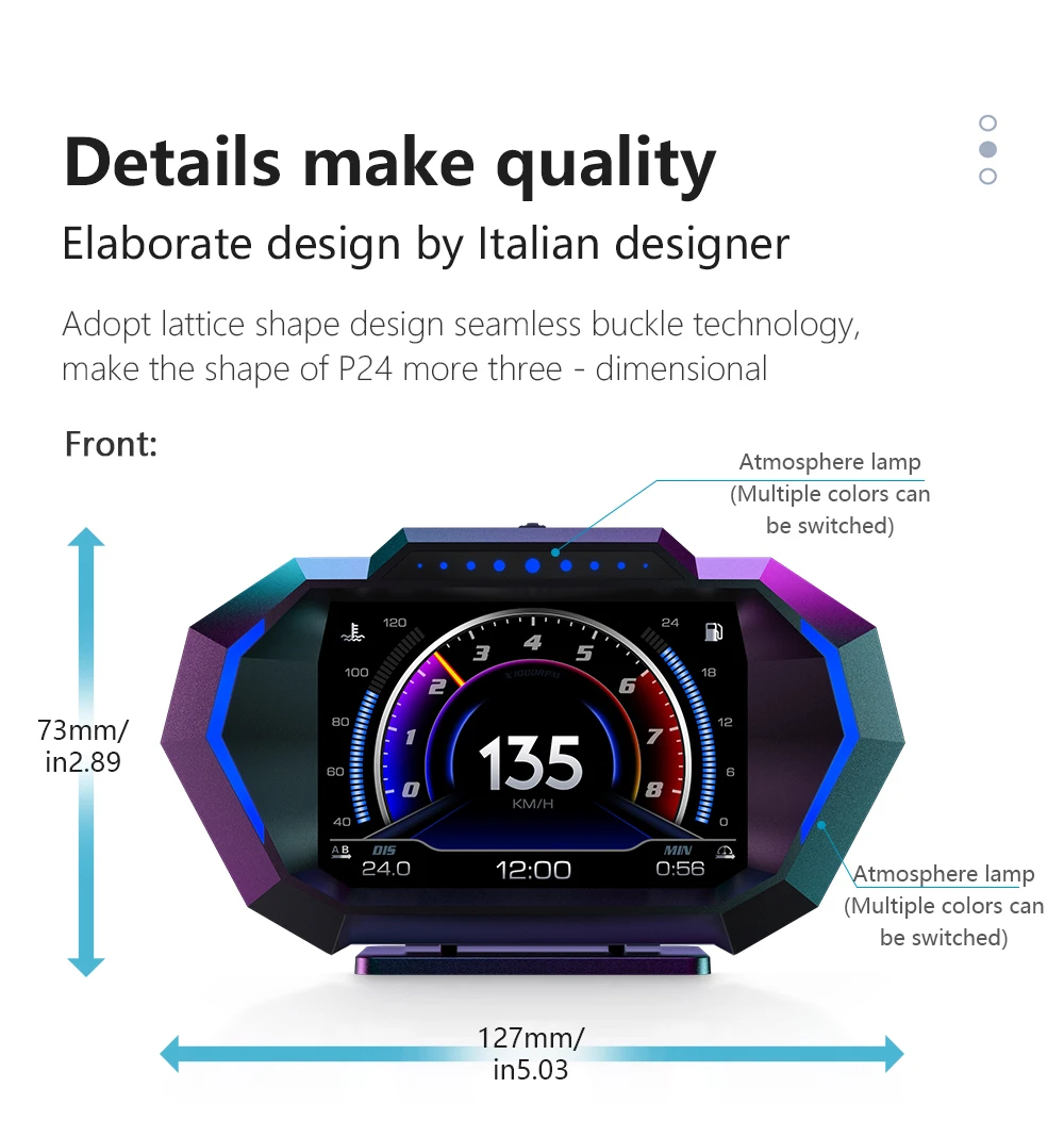 OBDII Smart Digital Tachometer Meter HUD P24 Auto Head Up Display OBD + GPS System Neigungsmesser Kraftstoff Verbrauch Übergeschwindigkeit alarm – Detail 16