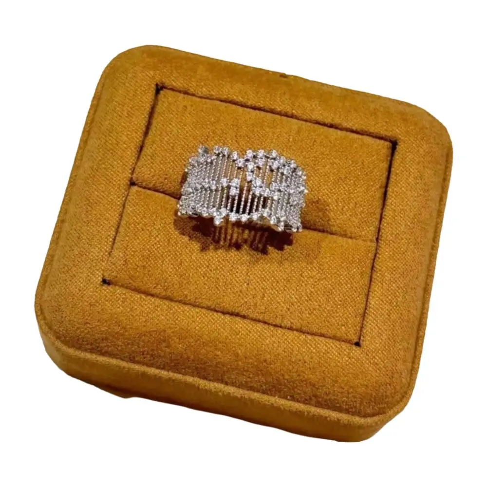 Adjustable Openwork Rhinestone Ring Openwork Setting Alloy Rhinestone Hollow Ring Rhinestone Silver Tone Finger Jewelry