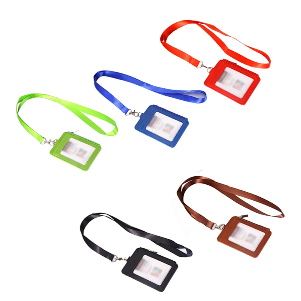 

Chest Badge Holder Brown Tear-Resistant Id Card Protector Lightweight Rope Lanyard For Travel School Office Outdoor Name Tag