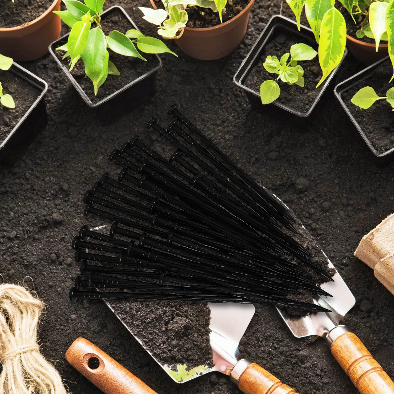 

30pcs Plastic Garden Stakes Edging Landscaping Pegs Ground Nails Lawn Fixing Spiral Grass Anchor Pins Camping Cloth Edge DIY