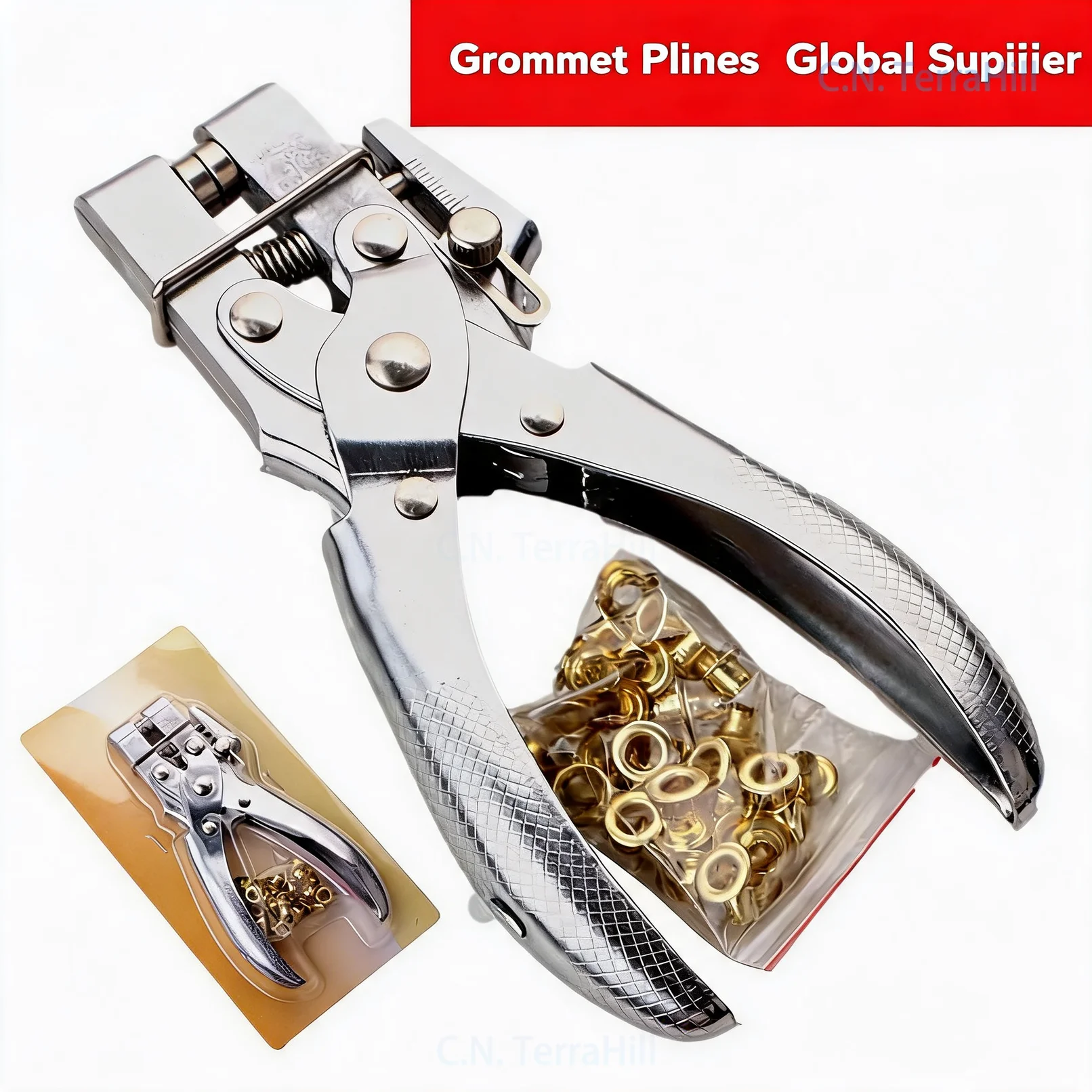 Multifunctional Hole Punch Pliers for Leather Belt, Paper, Metal, Grommet Eyelet Punch Tool