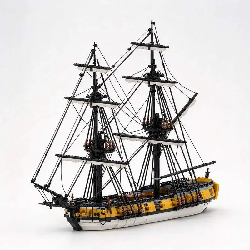 3233PCS HMS Challenger Navy Sloop Custom Building Blocks Model Classic Sailing Ship DIY Assembly Toy Gift Collection Home Decor