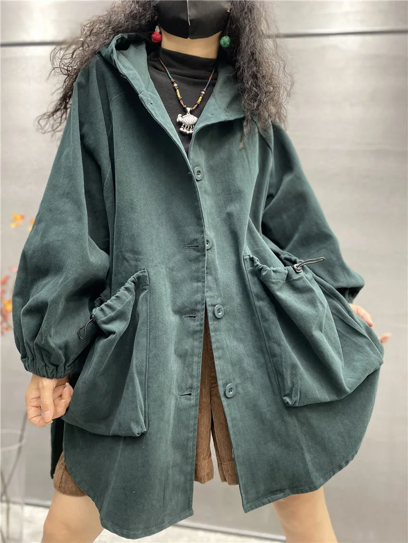 

Solid Denim Jacket Spring Autumn Women's Single-Breasted Jeans Jacket Long Sleeve Outerwear Loose Coat