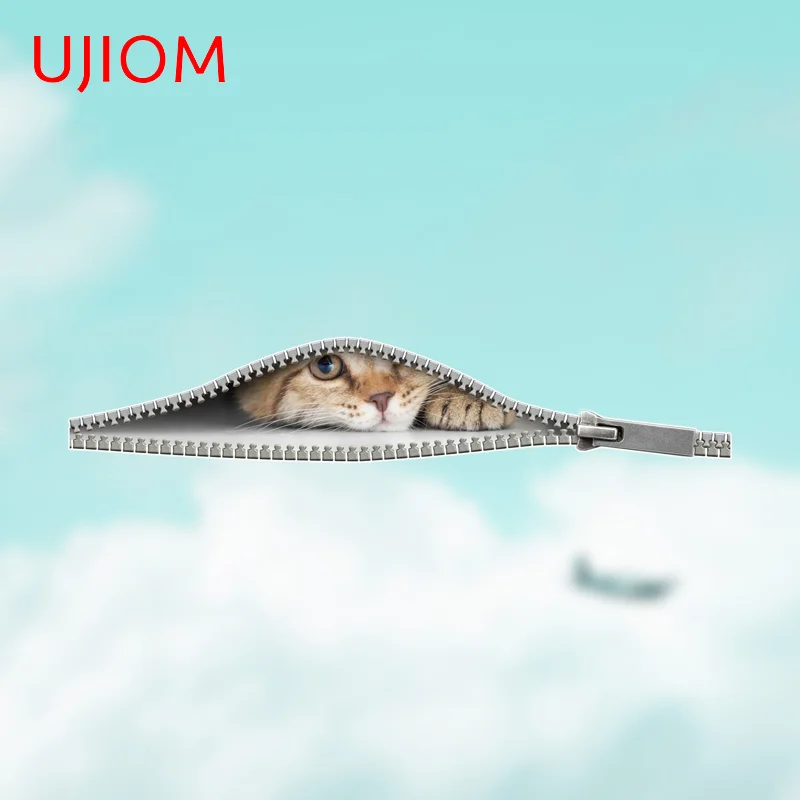 UJIOM Creative Zipper Cat Animals Wall Sticker Scratch Proof Sunscreen Decal Funny Cute Computer Closet Furniture Stickers