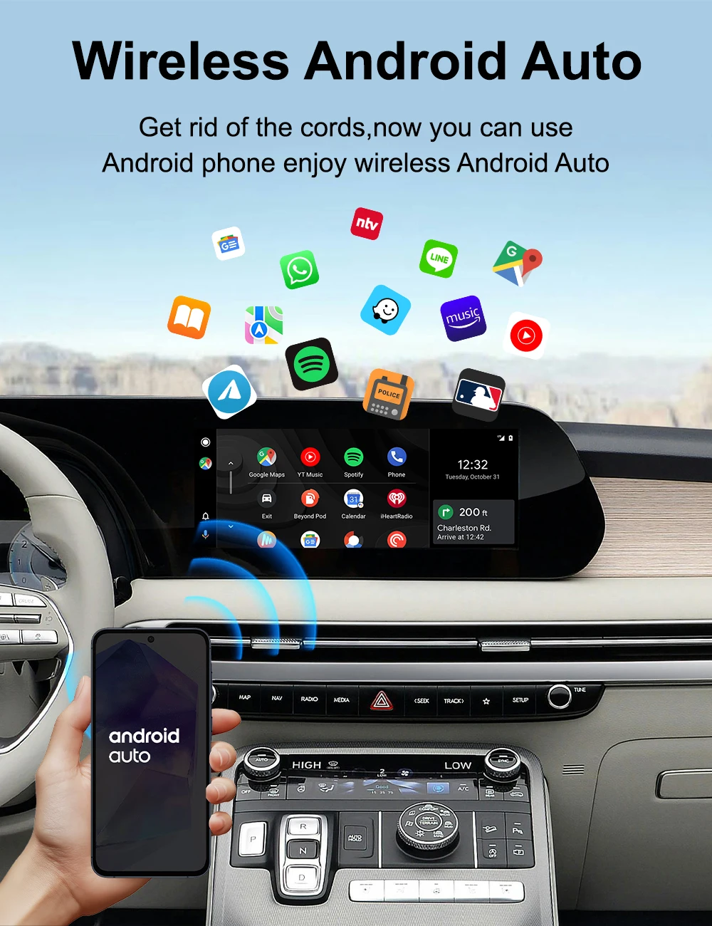 IHeylinkit Kabelloser CarPlay Android Auto Adapter 2-in-1 Smart Mini Box Plug-and-Play WiFi Schnellverbindung Universell für 98% der Automodelle – Detail 7