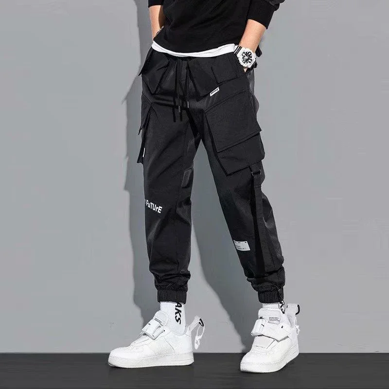 

Trousers Man Hip Hop Autumn Cargo Pants for Men Stacked Laser Black Big Size Techwear Harajuku Loose Oversize Emo Regular Fit