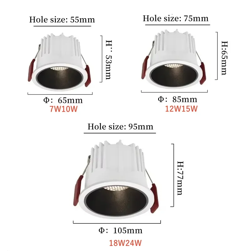 Spot Lumineux LED Encastrable en Aluminium pour le Plafond, Lumière à Intensité Réglable, Anti-Éblouissement Profond, Idéal pour une Chambre à