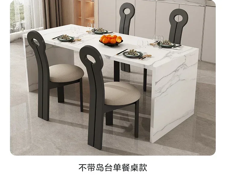 Island Table One-Piece Dining Table Household Retractable Stone Plate Open Kitchen Light Luxury Center Guide Table