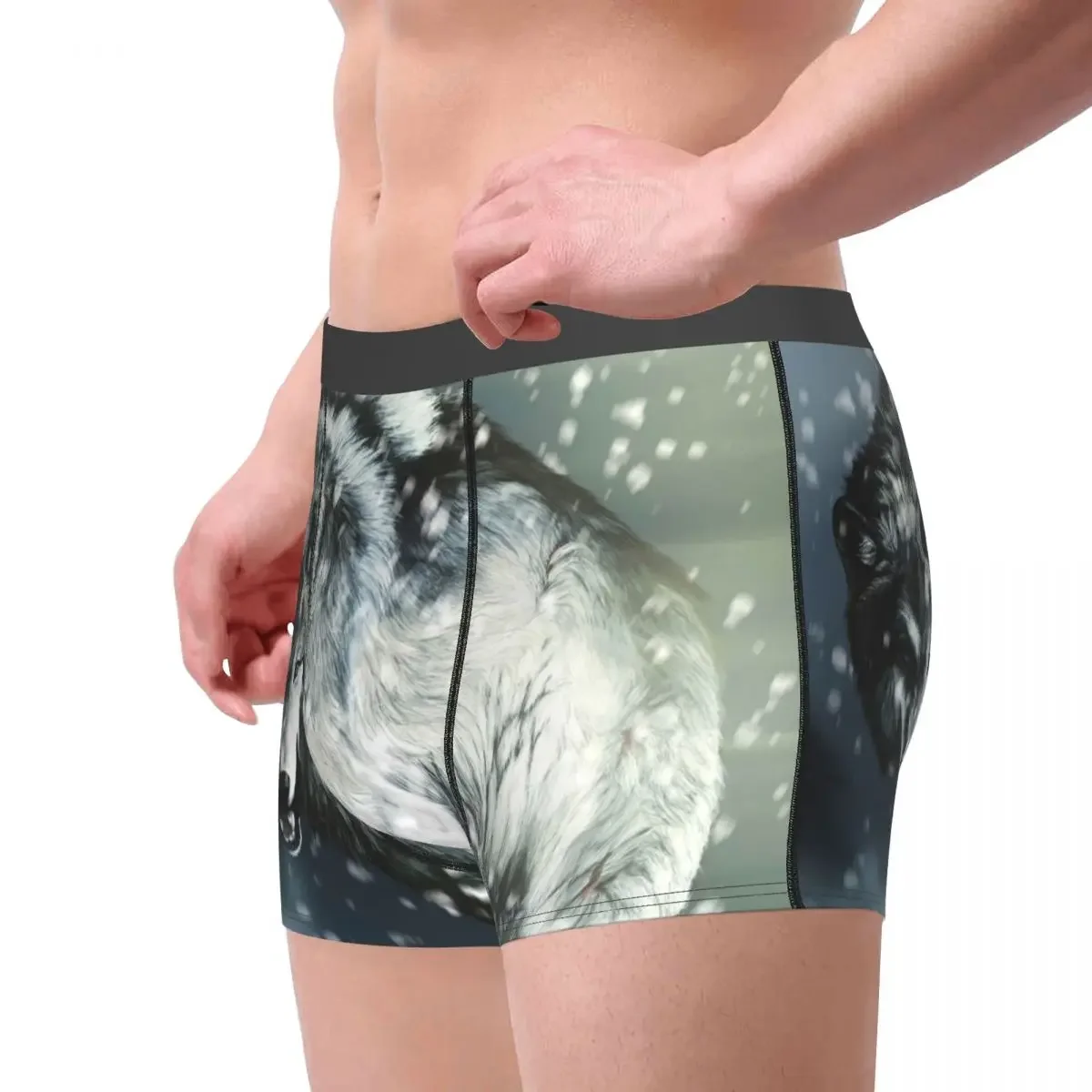 Animal - Wolf Underpants Breathbale Panties Male Underwear Print Shorts Boxer Briefs