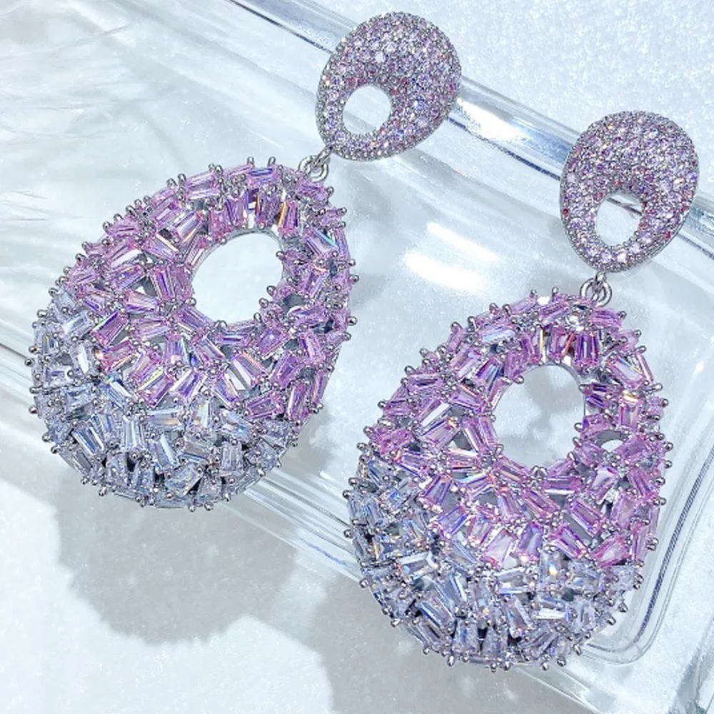 

Missvikki Luxury Shiny Popular ICE Waterdrop Drop Earrings Full Mirco Paved Cubic Zircon Naija Wedding Earring Fashion Jewelry