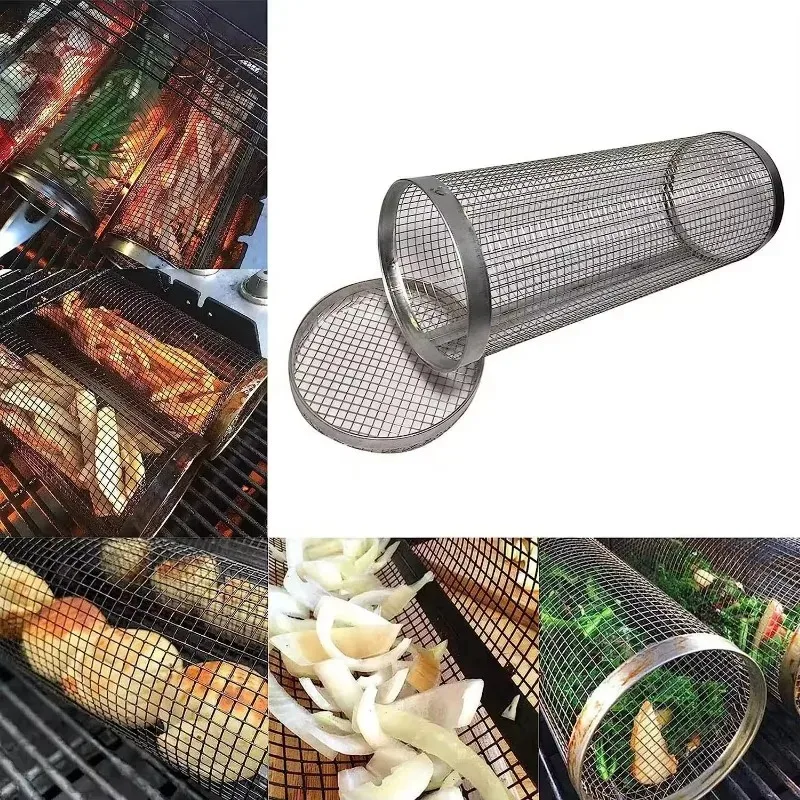 1Pc Stainless Steel Barbecue Cooking Grill Grate - Outdoor Round BBQ Campfire Grill Grid - Camping Picnic Cookware