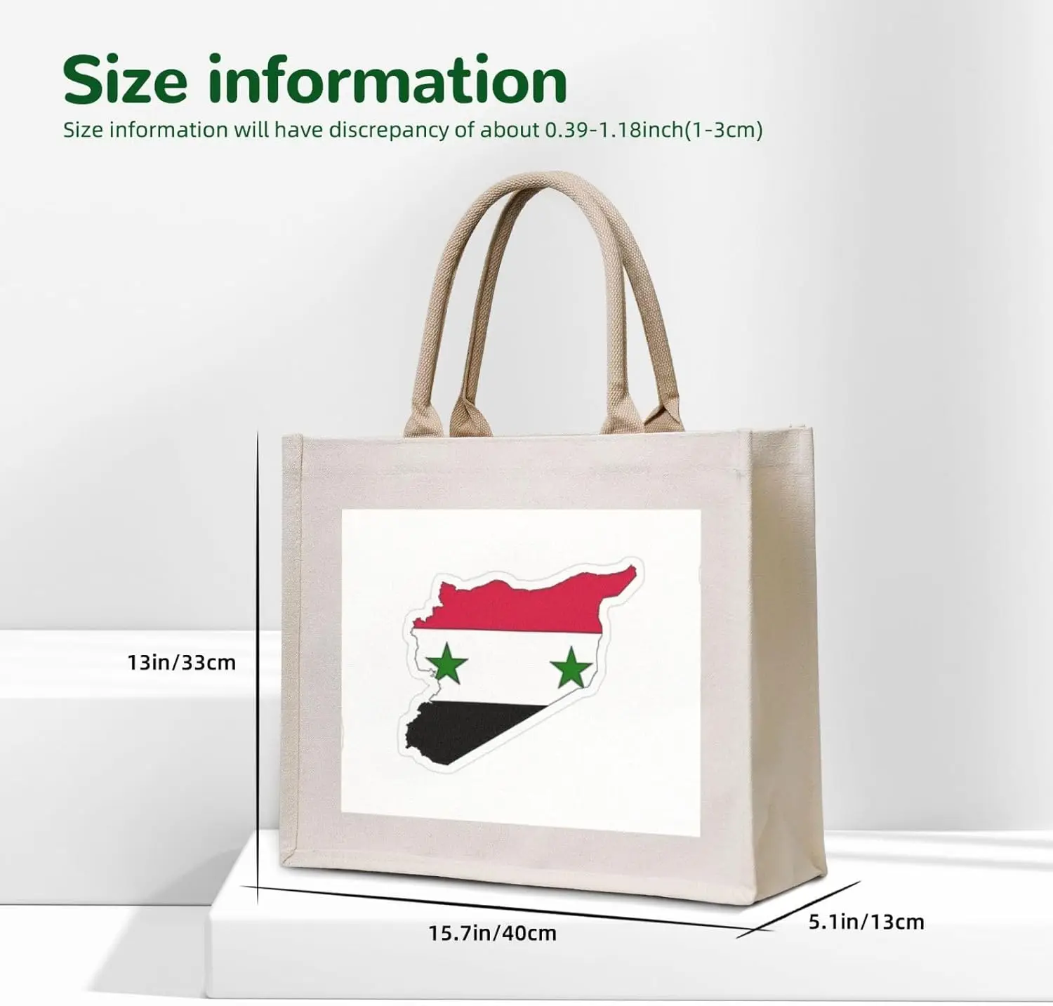 Bolsa tote de transporte de lona com mapa da bandeira siria, bolsa de presente personalizada, sacola feminina para ioga, trabalho,