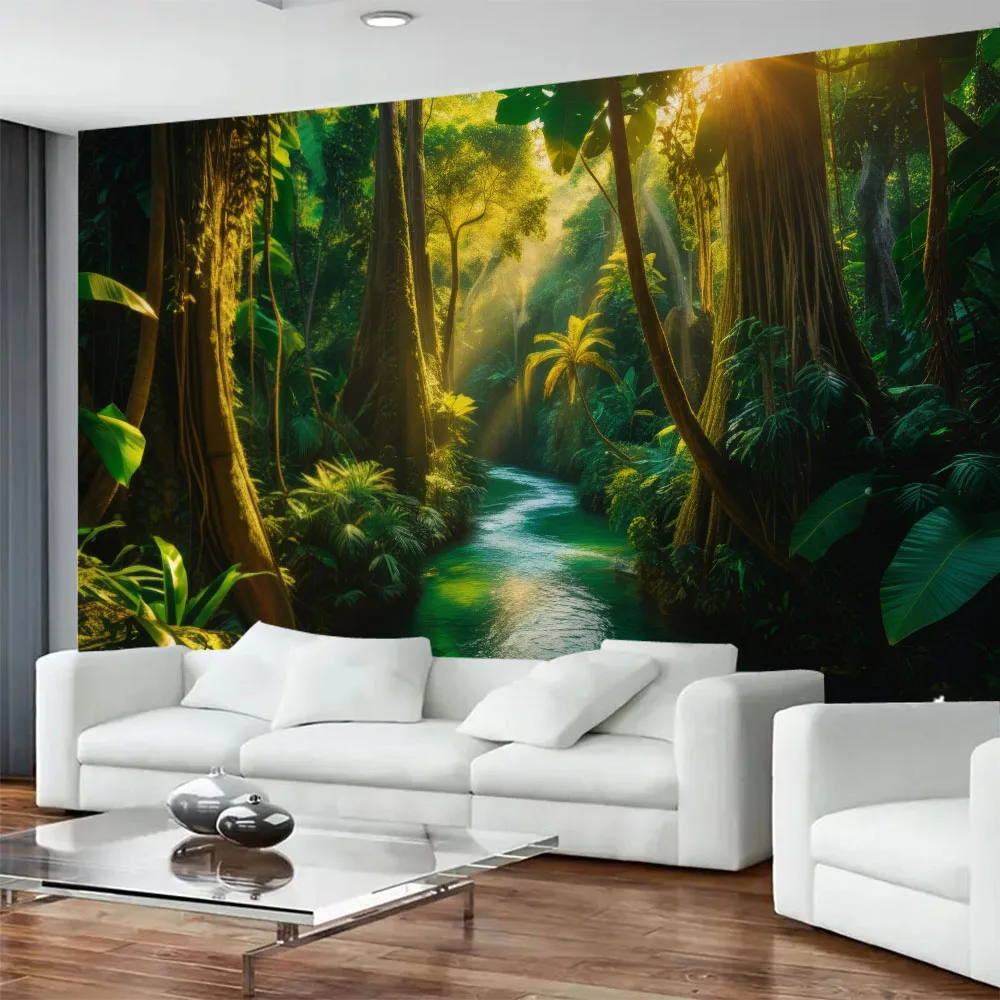 

Beautiful Jungle Tapestry Waterfall Landscape Wall Hanging Bohemian Home Decoration Background Cloth Picnic Mat Bed Sheet