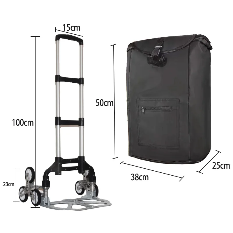 75KG All Terrain  Hand Truck with Bungee Cord Heavy Foldable Trolley for Upstairs Cargo Protable  Home Travel Shopping Cart