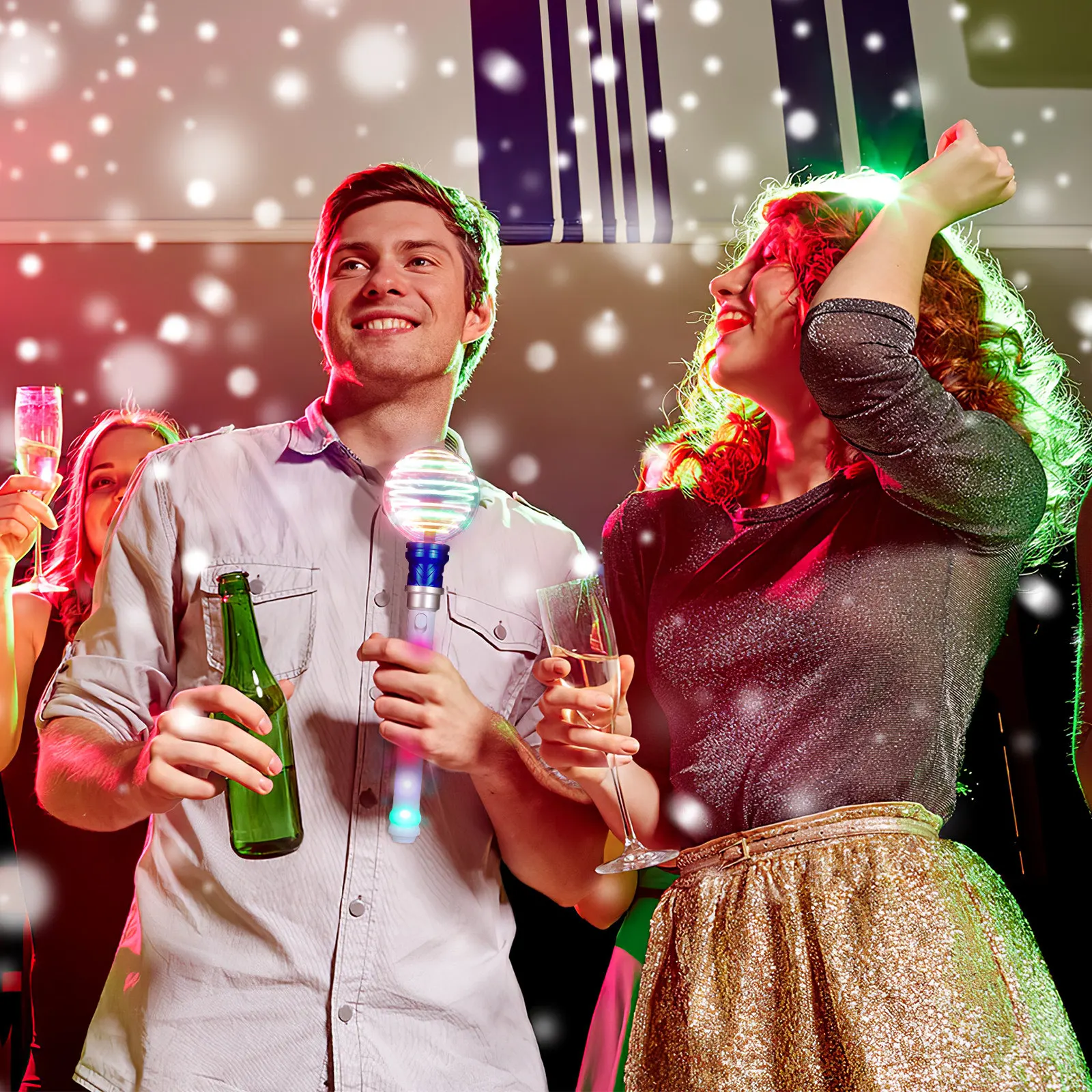 

1 шт. светодиодная светящаяся палочка, разноцветные мигающие палочки для вечеринок и выступлений, безопасны для детей, активируются нажатием кнопки, светятся в темноте