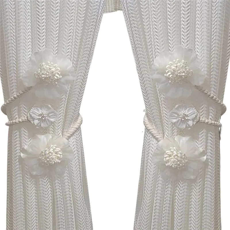 A02F-2-Pack Flower Curtain Tiebacks, Flexible Decorative Curtain Buckles, Window Drapery Holdbacks For Living Room Bedroom