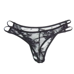 Sheer Briefs Sissy Man Transparent Lace Underwear Sissy Sexy See Through Panties Hollow Out G-string Thongs Soft Erotic Lingerie