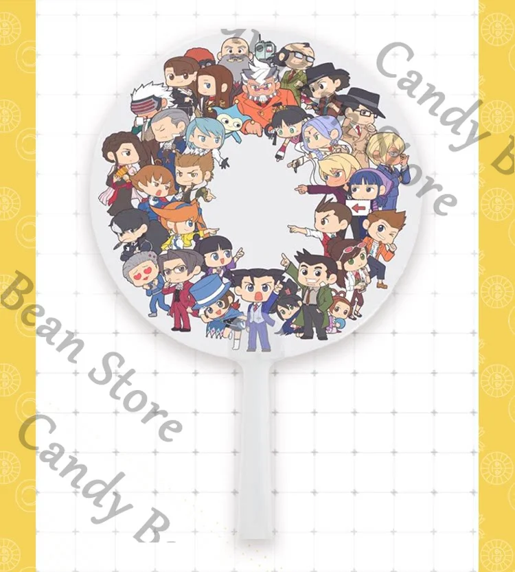 Éventail transparent imprimé de dessins animés pour fans d'Anime Ace Attorney Phoenix Wright Mei Karuma Miles Edgeworth, avec poignée, cadeau de Noël