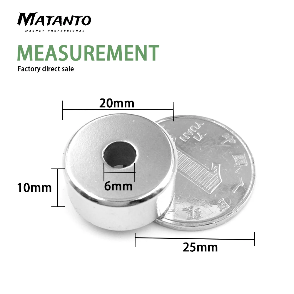 2/5/10/15/20PCS 20x10-6 Disc Rare Earth Neodymium Magnet 20*10 mm Hole 6mm Countersunk Round Magnets Strong N35 20*10-6