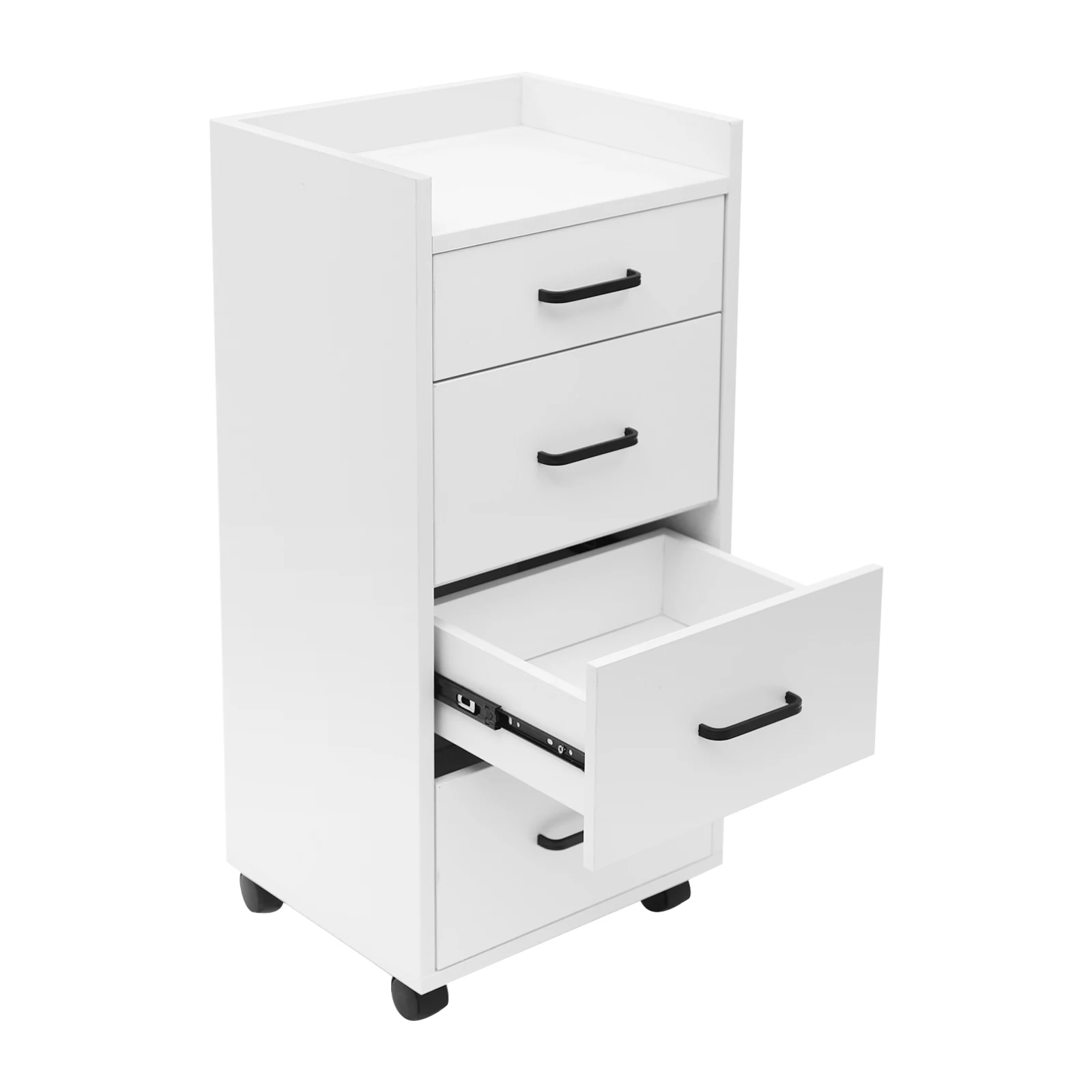 4 Drawers Salon Trolley Cart Barbershops Rolling Wheelcart Hair Dye Shelves Beauty Makeup Storage Cabinet White/Black/Gray