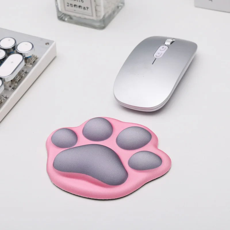 Mini Cat Paw Shaped Wrist Rest Silicone Mouse Pad Cute Cartoon Desk Mat for Office Gaming Girls Pink Green