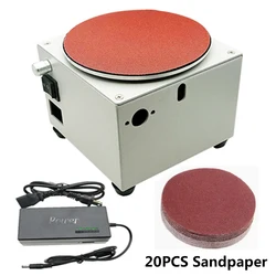 110V/220V 6-Inch Mini Belt Disc Sander Sanding Machine for Wood Metal Stone Grinding Curve Grinding 20PCS Sandpaper