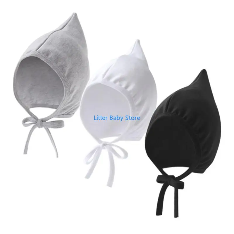 

N80C Baby Fetal Hat Spring Autumn Ear Protections Caps for 0-12 Month Baby Fashionable Bonnet Hats Hospital Nursing Caps