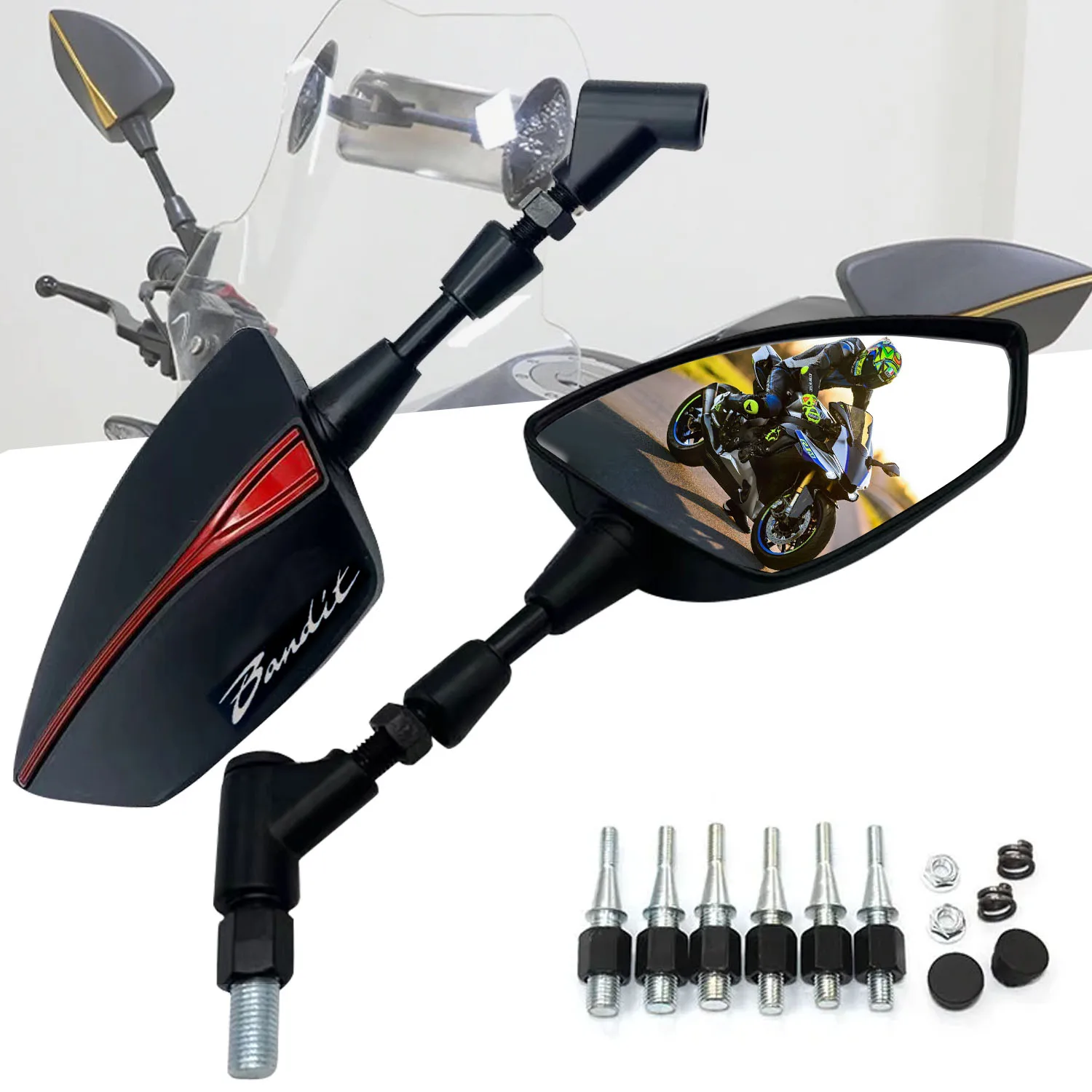 

Для SUZUKI Bandit GSF 400 600 650 650S 1200 1250 S 600S M8/M10 Универсальное регулируемое зеркало заднего вида, боковые зеркала заднего вида