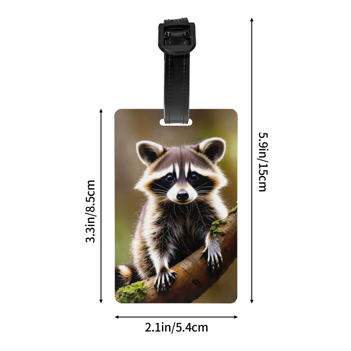 Custom Funny Raccoon Luggage Tag With Name Card Privacy Cover ID Label for Travel Bag Suitcase