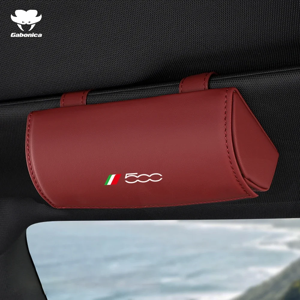 

Car glasses case general car glasses clip Leather sunglasses storage box For Fiat 500 500C 500X 500L Auto Interior Accessories