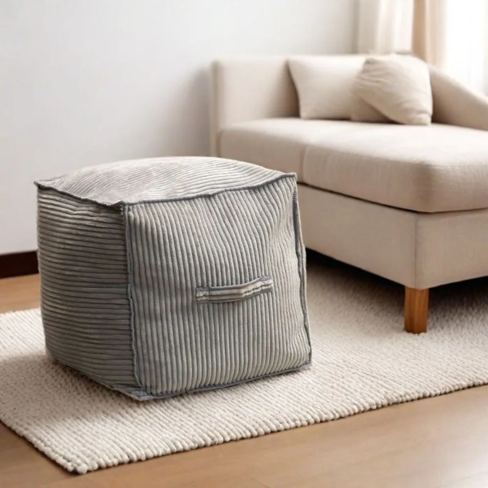 No Filling Seat Cushion Cover Large Capacity Square Sofa Stool Cover with Handle Japanese Style Storage Leg Bench Living Room