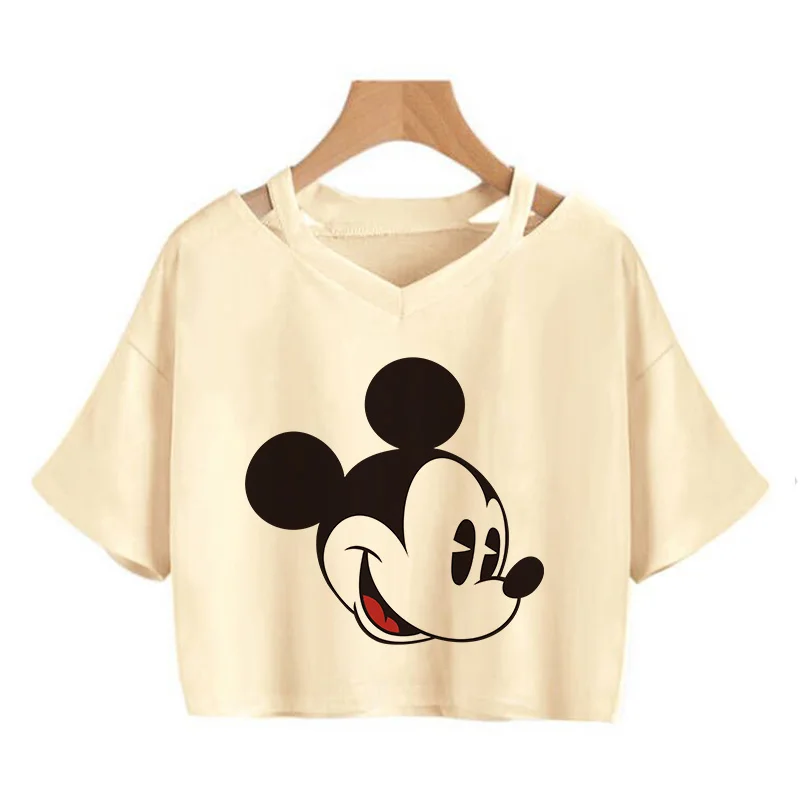 Gothic 90s Y2k Mickey Tee Shirt Minnie Mouse Crop Top T-shirt Women T Shirt Female Clothes Kawaii Disney Cropped Tshirt